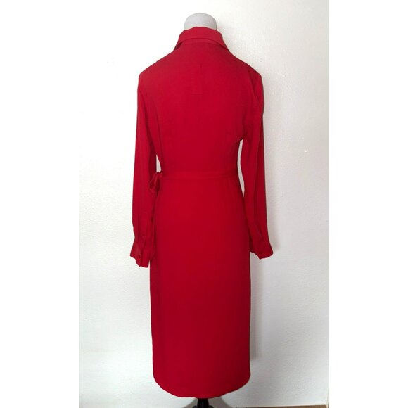 NWT Aritzia Babaton Petra Satin Red Wrap Tie Midi Dress Size XS - Picture 2 of 8